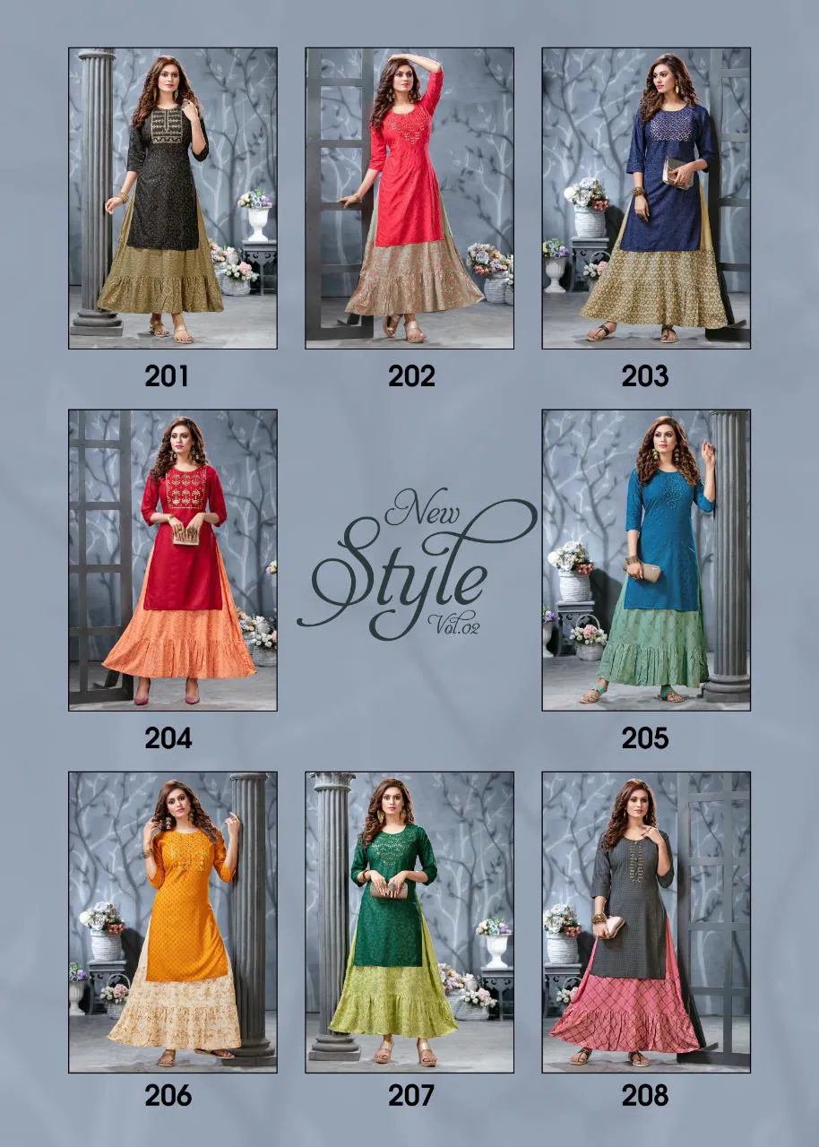 New Style 2 Ethnic Wear gota patti embroidery concept long kurti with attached skirt Collection